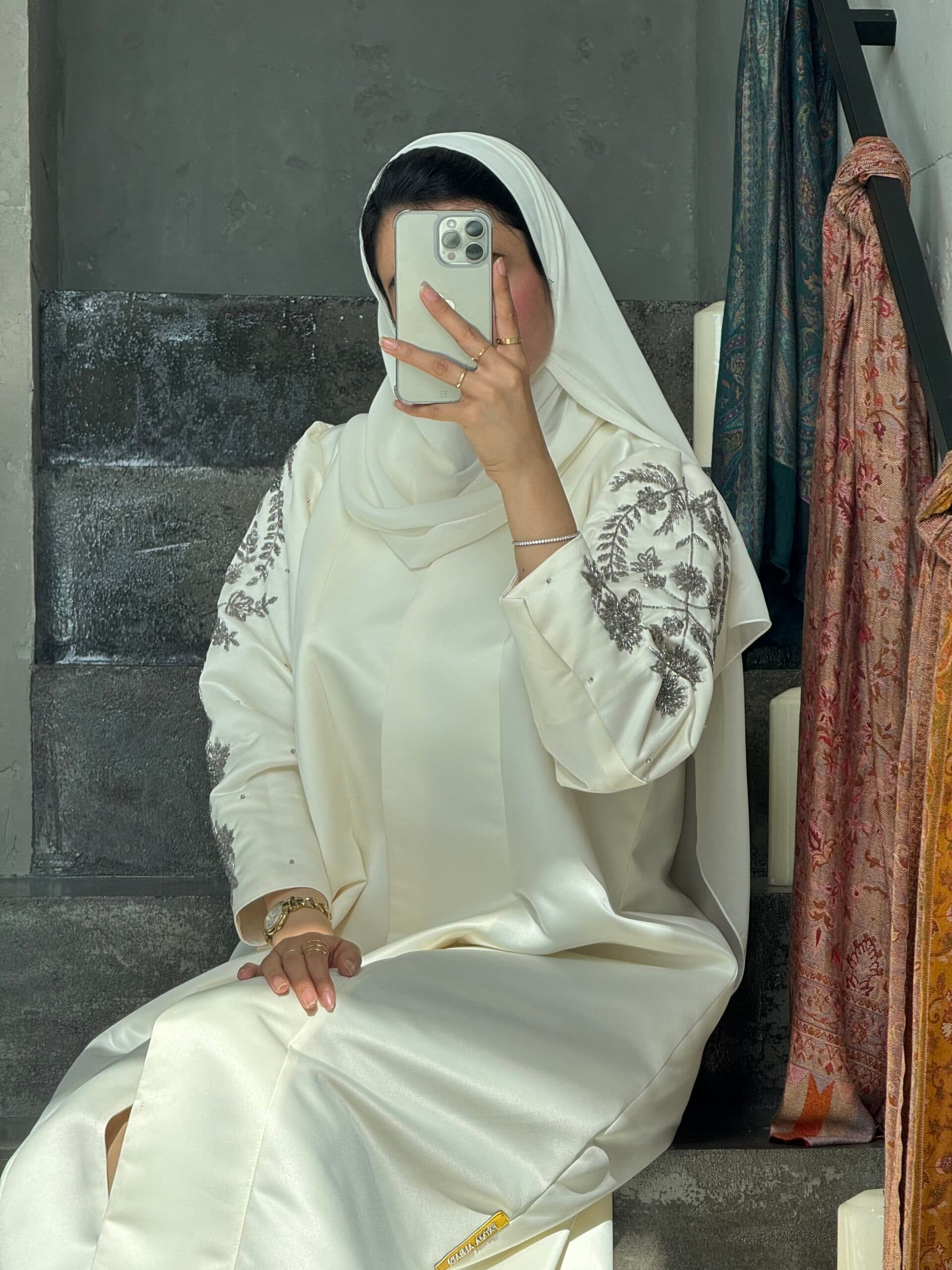 BEIGE ABAYA WITH STONE